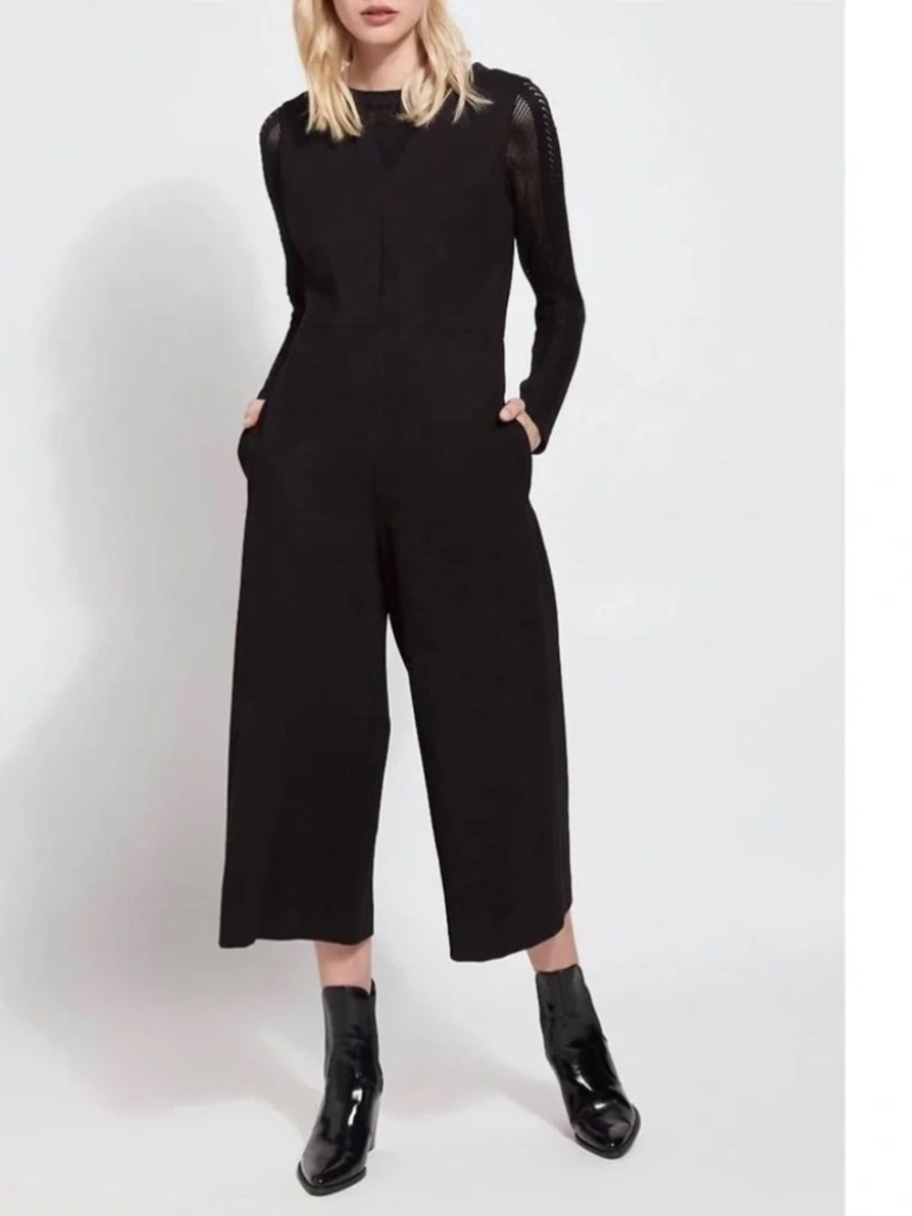 LYSSE Ponte Knit Jumpsuit Wide Leg Black sz XS New
